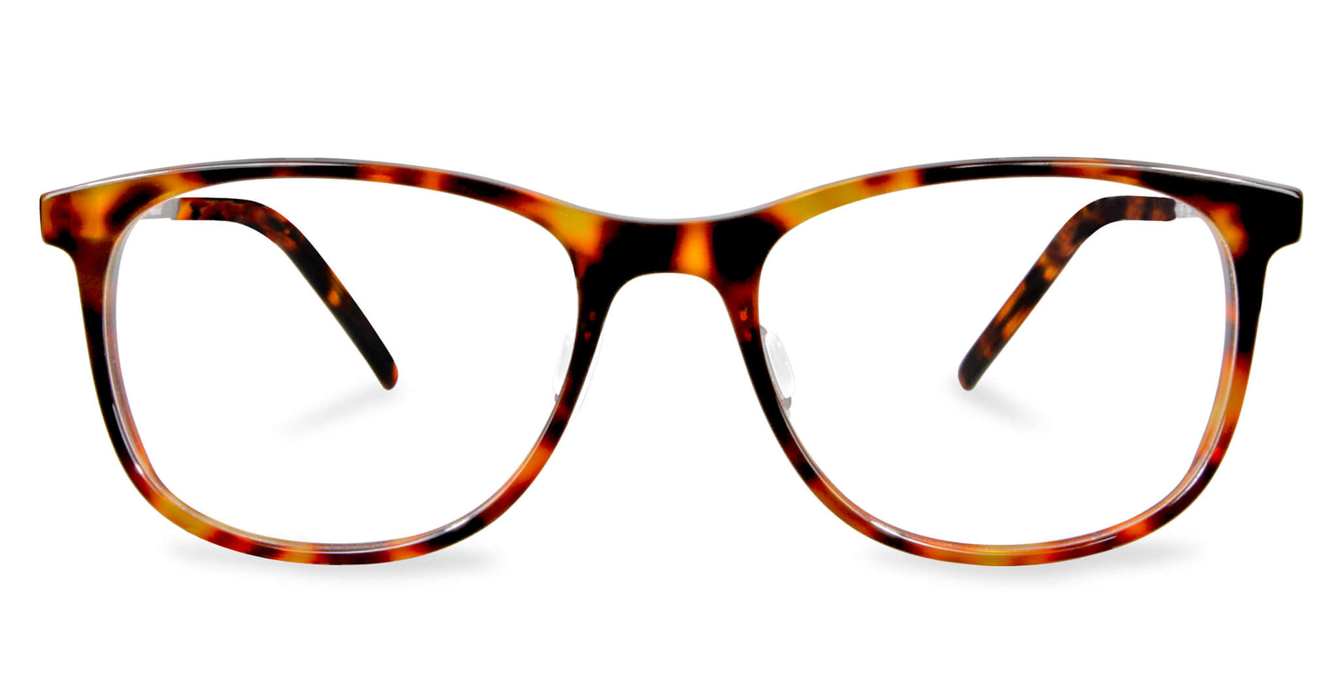 Free Form Eyewear™ Titanium 14g feather-light full frame glasses in shiny tortoise, featuring luxury German design and screwless hinge innovation.