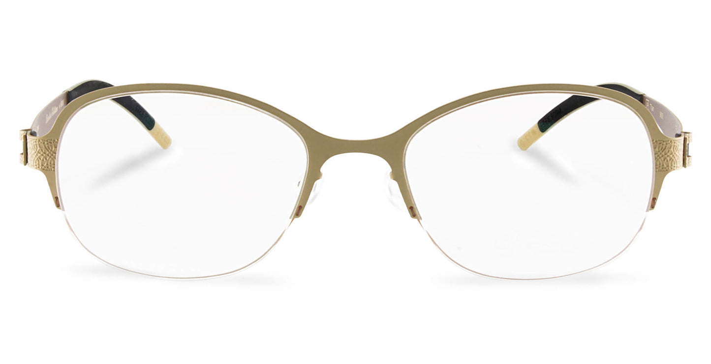 Free Form Eyewear™ FFA937 green titanium half-frame glasses with feather-light 14g design and screwless hinges for men and women. Luxury German-engineered eyeglasses ideal for strong prescriptions and blue light protection.