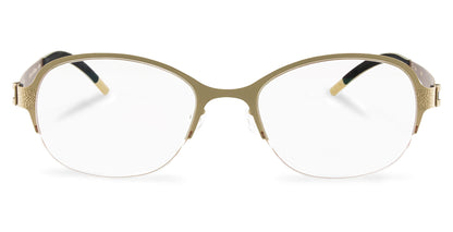 Free Form Eyewear™ FFA937 green titanium half-frame glasses with feather-light 14g design and screwless hinges for men and women. Luxury German-engineered eyeglasses ideal for strong prescriptions and blue light protection.