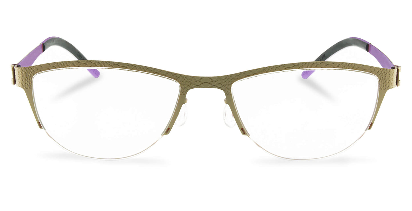 Titanium Glasses GREEN Eyewear Model FFA935 with half frame design, feather-light 14g build, and luxury German engineering for men and women. Ideal for blue light protection and strong prescriptions.