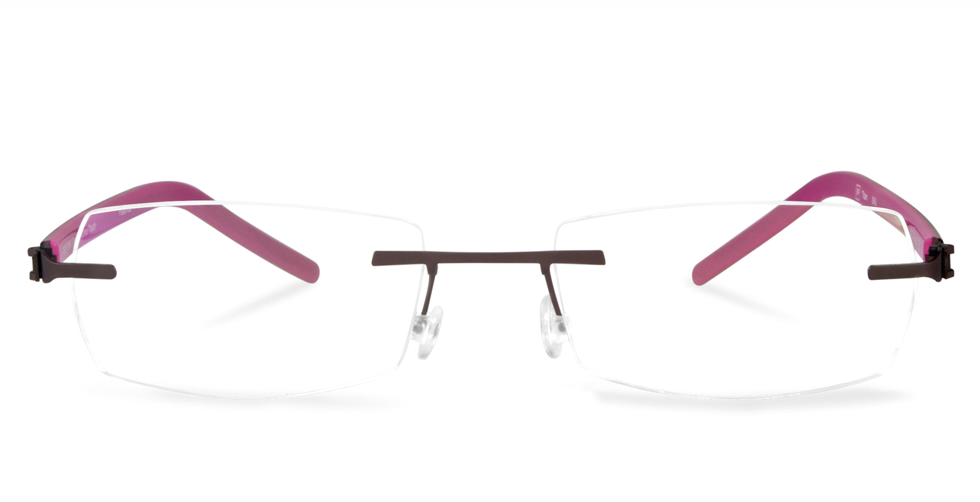 Free Form Eyewear™ Titanium 14g rimless eyeglasses with green-tinted temples and screwless hinge design. Ultra-lightweight luxury German design for men and women.