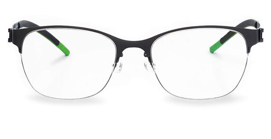Free Form Eyewear™ Titanium 14g feather-light half frame glasses in green with luxury German design. Lightweight unisex eyeglasses for blue light and prescription use.
