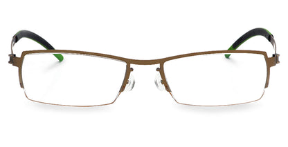 Free Form Eyewear™ FFA910 green titanium half-frame glasses with screwless hinges and feather-light 14g German design for men and women. Luxury lightweight prescription-ready eyeglasses ideal for blue light filtering and all-day comfort.