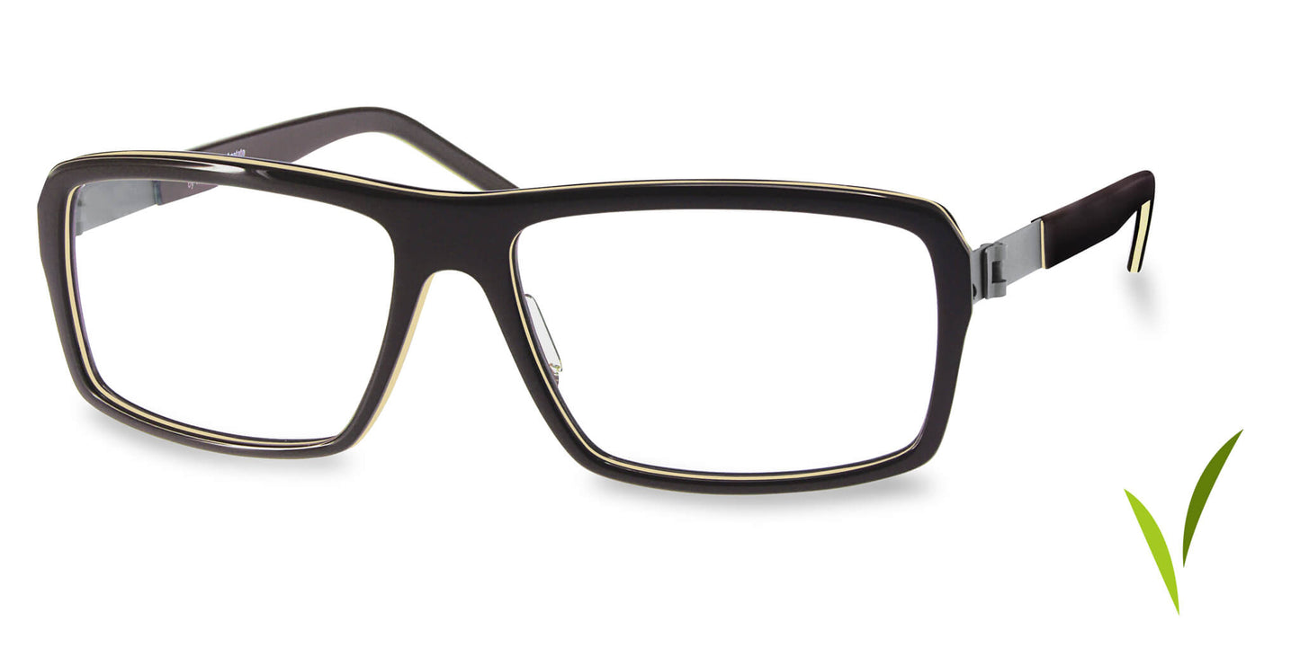 Free Form Eyewear™ Titanium 14g feather-light luxury German design eyeglasses FFA985 in green full-rim frame with screwless hinge. Lightweight titanium glasses for men and women, ideal for strong prescriptions and blue light protection.