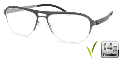 Free Form Eyewear™ Model FFA934 green half-frame eyeglasses in 14g titanium with screwless hinges. Luxury German design for men and women.