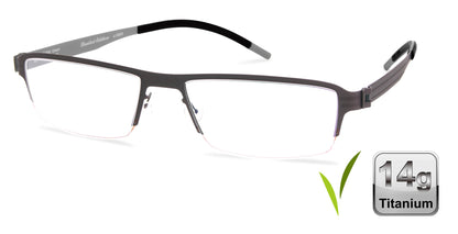 Free Form Eyewear™ Titanium 14g feather-light half frame glasses in green with luxury German design. Lightweight, screwless, and ideal for men or women.