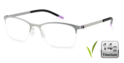 Free Form Eyewear™ FFA916 green half-frame titanium glasses with 14g ultra-lightweight design and screwless hinges for men and women. Luxury German-engineered unisex eyeglasses ideal for blue light protection and strong prescriptions.
