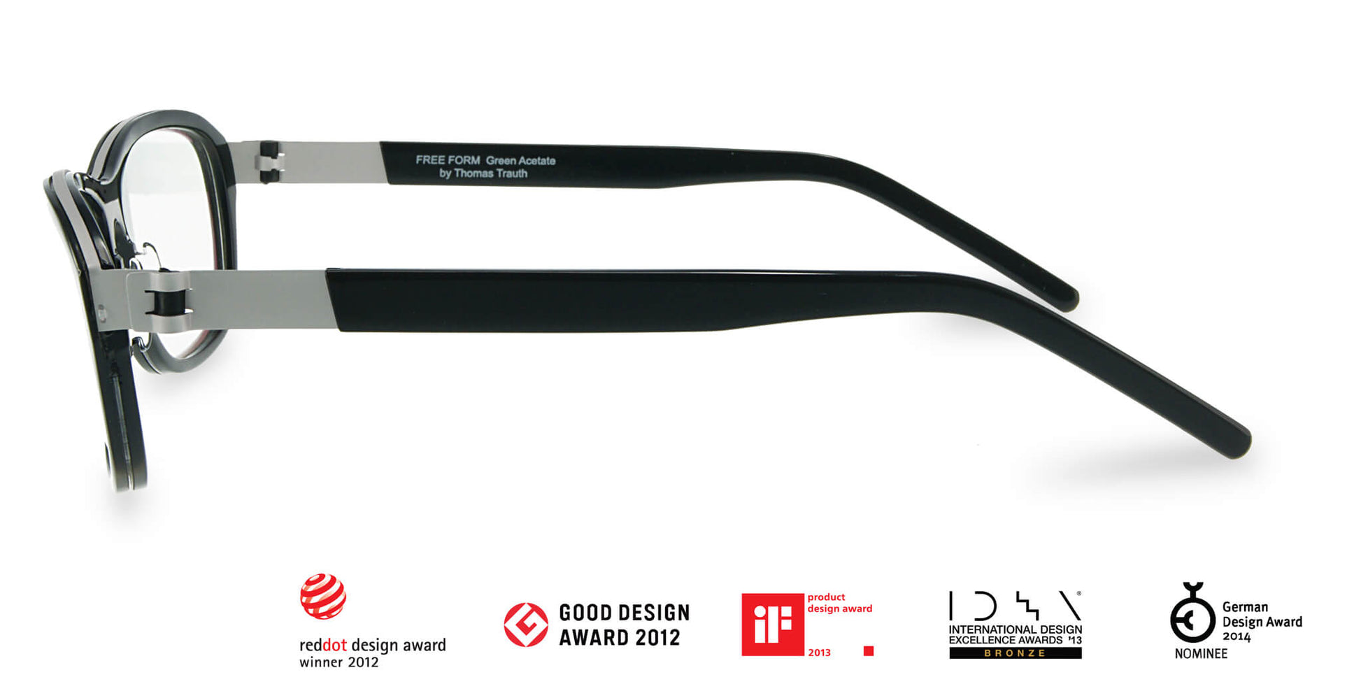 Free Form Eyewear™ Titanium 14g feather-light eyeglasses in green full frame with screwless hinge, luxury German design for men and women. Award-winning lightweight titanium glasses ideal for strong prescriptions and all-day comfort.