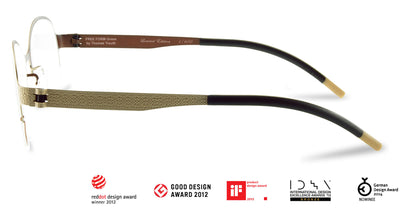 Free Form Eyewear™ Titanium 14g feather-light eyeglasses in green half-frame design with screwless hinge and luxury German craftsmanship.