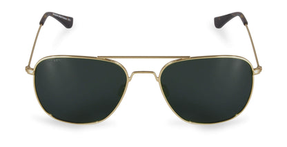 Front view of PROGEAR Urban U-1512 gold prescription sunglasses with dark polarized lenses, perfect for sports and casual wear.
