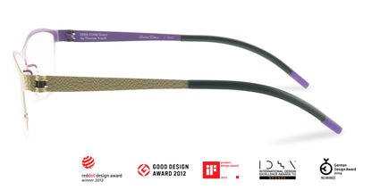 Free Form Eyewear™ Titanium 14g luxury eyeglasses in green with half-frame design and screwless hinge, lightweight German engineering for men and women.