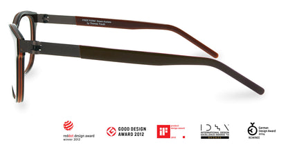 Free Form Eyewear™ Titanium 14g feather-light eyeglasses in green full frame with screwless hinge, luxury German design for men and women.