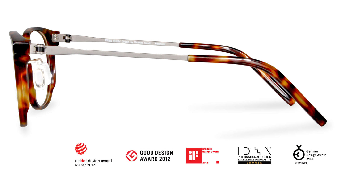 Side view of Free Form Eyewear™ Titanium 14g feather-light eyeglasses, model FFA994 in black with full frame and screwless hinge, luxury German design.