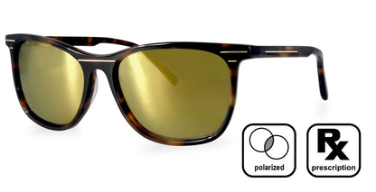 PROGEAR Urban BI-6008 prescription sunglasses in tortoiseshell frame with gold polarized lenses. Stylish UV protection for active lifestyles.