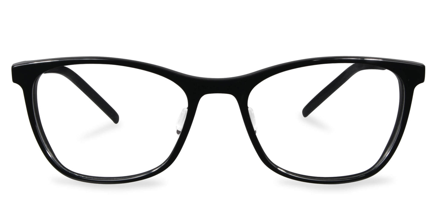 Free Form Eyewear™ Titanium 14g feather-light full frame eyeglasses in black, luxury German design for men and women. Lightweight and screwless frame ideal for strong prescriptions.