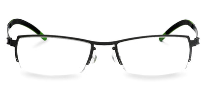 Free Form Eyewear™ Titanium 14g feather-light green half-frame eyeglasses with luxury German design for men and women. Lightweight and screwless hinge ideal for blue light and prescription use.
