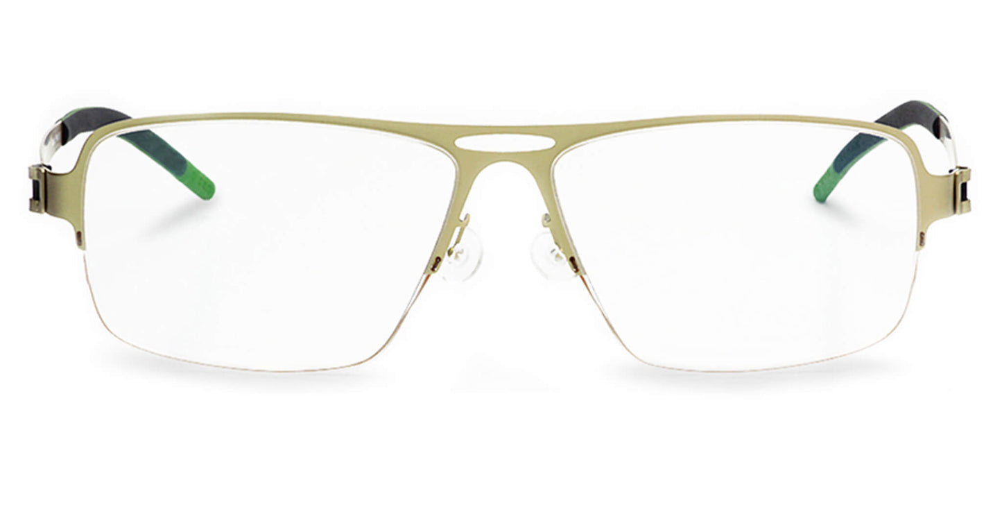Free Form Eyewear™ FFA912 green titanium half-frame glasses with screwless hinges and ultra-light 14g German design for men and women. Ideal for blue light protection and strong prescriptions.