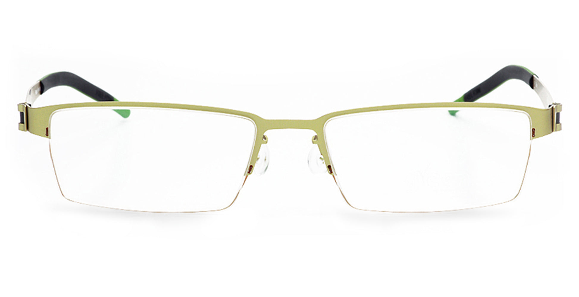 Titanium Glasses GREEN Eyewear Model FFA901 with half frame design, ultra-light 14g German-engineered luxury for men and women. Ideal for blue light and prescription use.