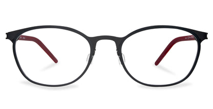 Free Form Eyewear™ Titanium 14g feather-light eyeglasses in green full frame with red temples, luxury German design for men and women. Lightweight titanium glasses ideal for strong prescriptions and all-day comfort.