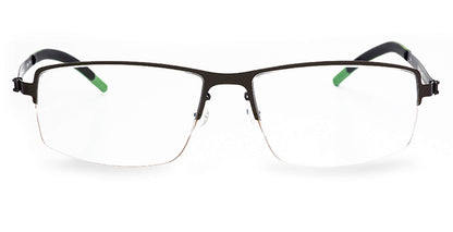 Free Form Eyewear™ FFA902 titanium glasses in green half-frame design with screwless hinges. Ultra-lightweight 14g luxury German-engineered eyewear.