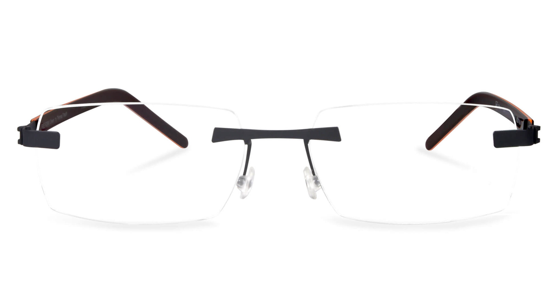 Titanium glasses FFA968 by Free Form Eyewear™ in rimless green frame with screwless hinges, ultra-light 14g luxury German design for men and women.