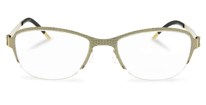 Free Form Eyewear™ FFA938 green titanium half-frame glasses with textured luxury German design, ultra-lightweight 14g for men and women.