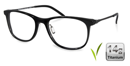 Free Form Eyewear™ Titanium 14g feather-light full frame eyeglasses in black with screwless hinge design. Luxury German design for men and women.