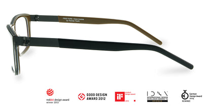 Free Form Eyewear™ Titanium 14g feather-light eyeglasses in green full frame with screwless hinge, luxury German design for men and women. Lightweight titanium glasses ideal for strong prescriptions and all-day comfort.