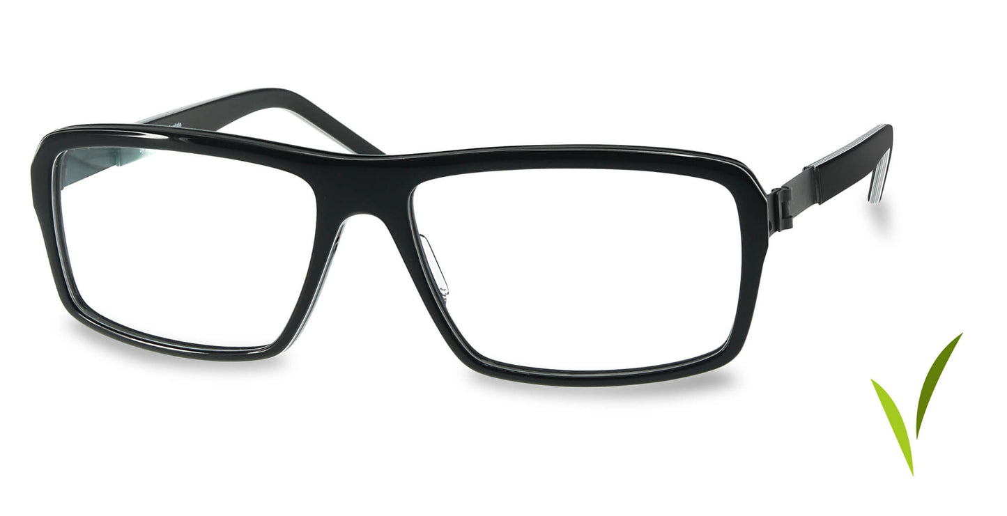 Free Form Eyewear™ FFA985 full-rim titanium glasses in glossy black with screwless hinges. Feather-light 14g German design for men and women.