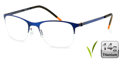 Free Form Eyewear™ FFA918 blue-green half frame titanium glasses, 14g ultra-lightweight with screwless hinges, luxury German design for men and women.
