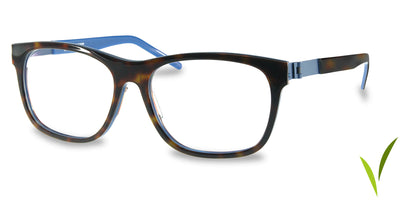 Free Form Eyewear™ Titanium FFA984 in tortoiseshell and blue, full-rim unisex eyeglasses with feather-light 14g German design and screwless hinges.