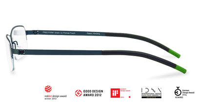 Free Form Eyewear™ Titanium 14g feather-light green half-frame glasses with screwless hinges and luxury German design. Ideal for men and women seeking lightweight, durable eyeglasses.