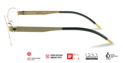 Titanium Glasses GREEN Eyewear Model FFA938 with half-frame design, screwless hinge, and feather-light 14g German luxury build for men and women.