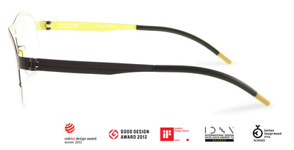 Free Form Eyewear™ Titanium 14g feather-light green half-frame glasses with screwless hinge, luxury German design for men and women. Lightweight titanium eyeglasses ideal for strong prescriptions and all-day comfort.