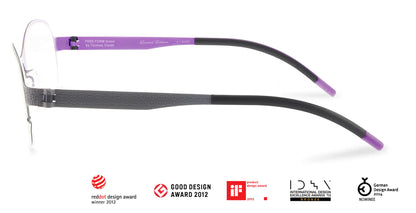 Free Form Eyewear™ FFA937 titanium glasses in green with half-frame design, ultra-light 14g build, and screwless German-engineered hinges.