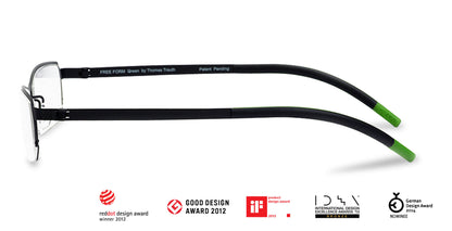 Free Form Eyewear™ Titanium 14g green half-frame eyeglasses with screwless hinge design. Ultra-lightweight German luxury glasses for men and women.