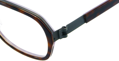Close-up of Free Form Eyewear™ Titanium 14g feather-light eyeglasses model FFA982 in tortoiseshell brown with screwless hinge design. Luxury German-engineered full frame for men and women.