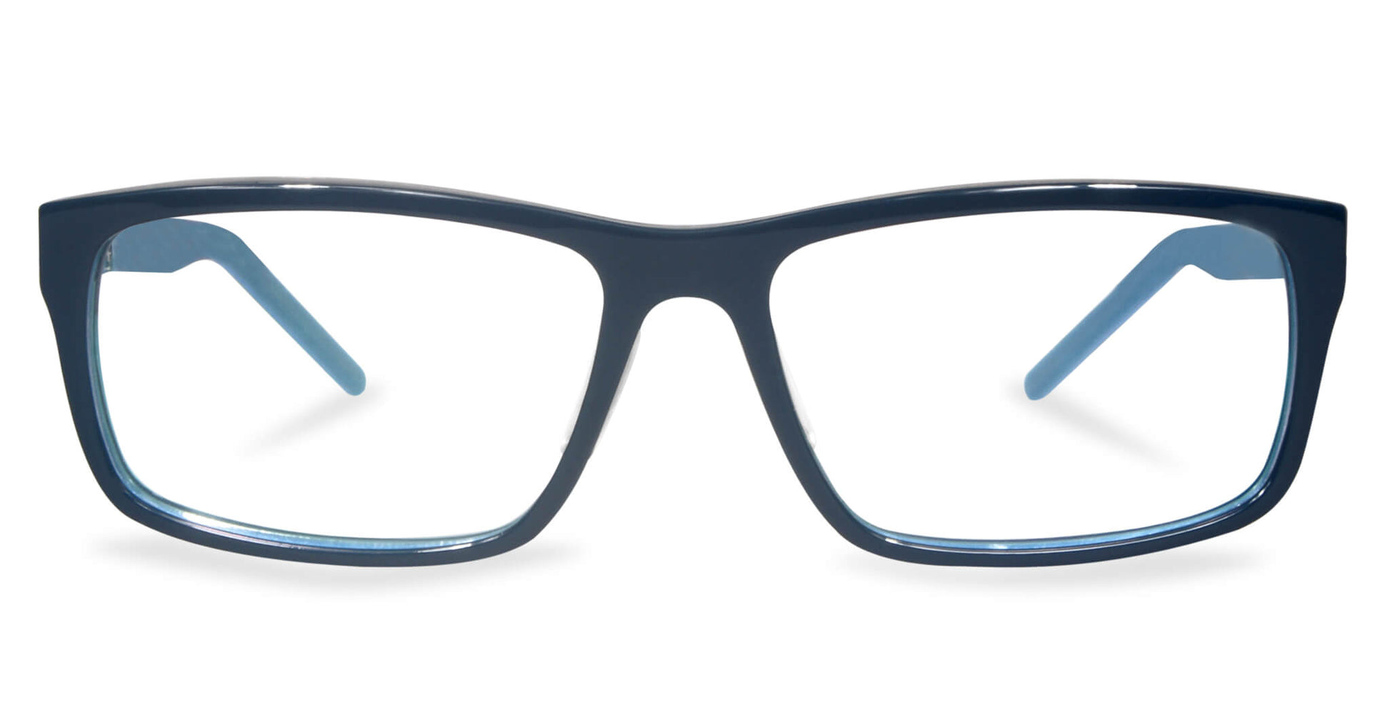 Free Form Eyewear™ Titanium 14g feather-light full frame glasses in deep blue, featuring luxury German design and screwless hinge innovation.