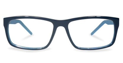 Free Form Eyewear™ Titanium 14g feather-light full frame glasses in deep blue, featuring luxury German design and screwless hinge innovation.
