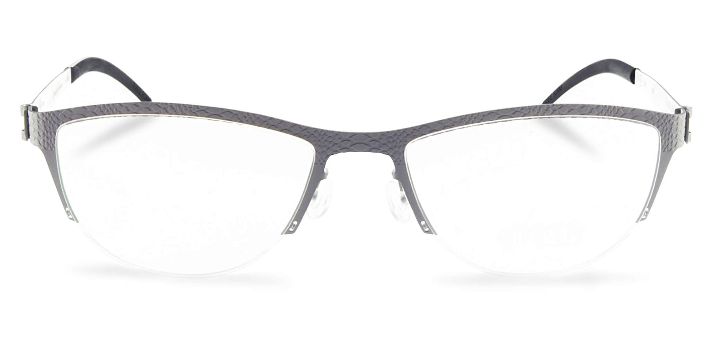 Titanium Glasses GREEN Eyewear Model FFA935 in half-frame design with textured matte finish. Ultra-light 14g German-engineered luxury eyeglasses.