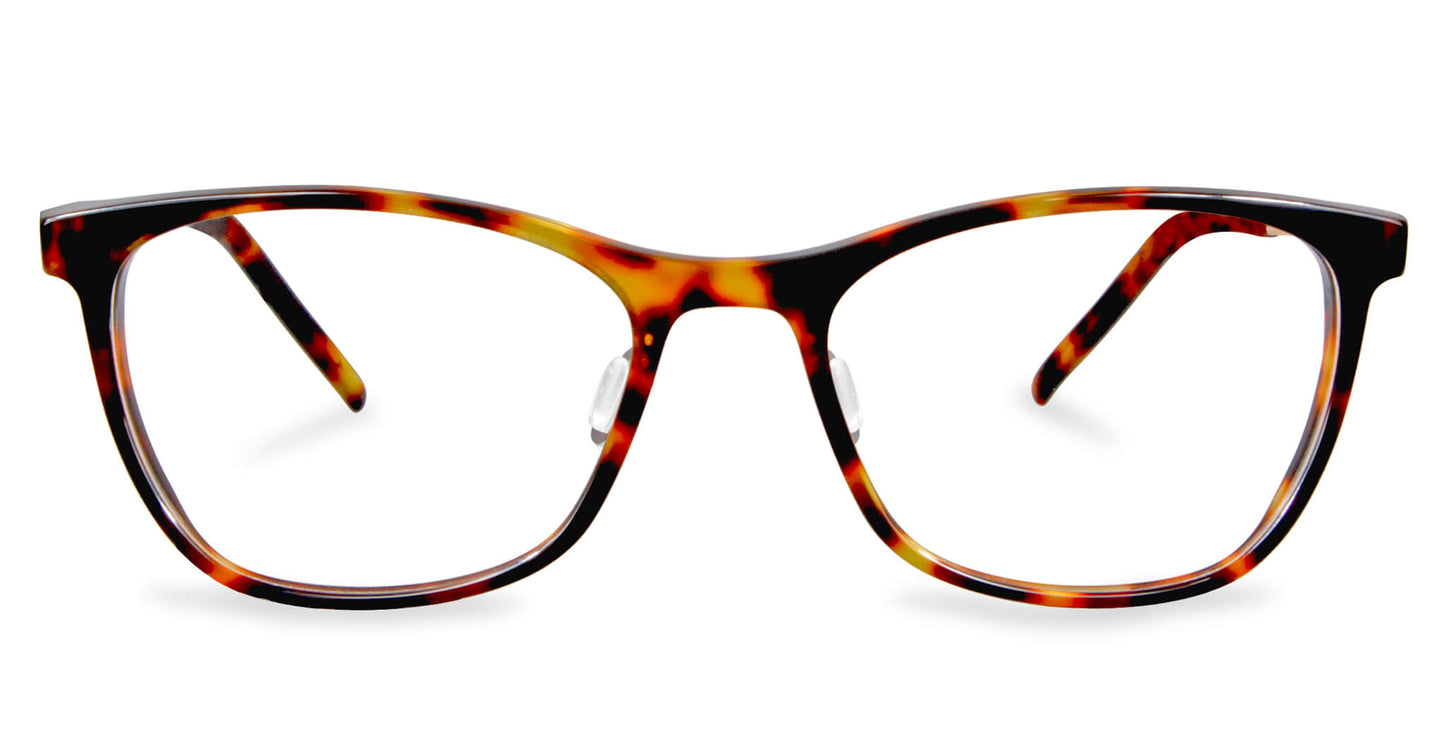 Free Form Eyewear™ Titanium 14g feather-light tortoiseshell full-frame glasses, luxury German design for men and women. Lightweight and screwless hinge.