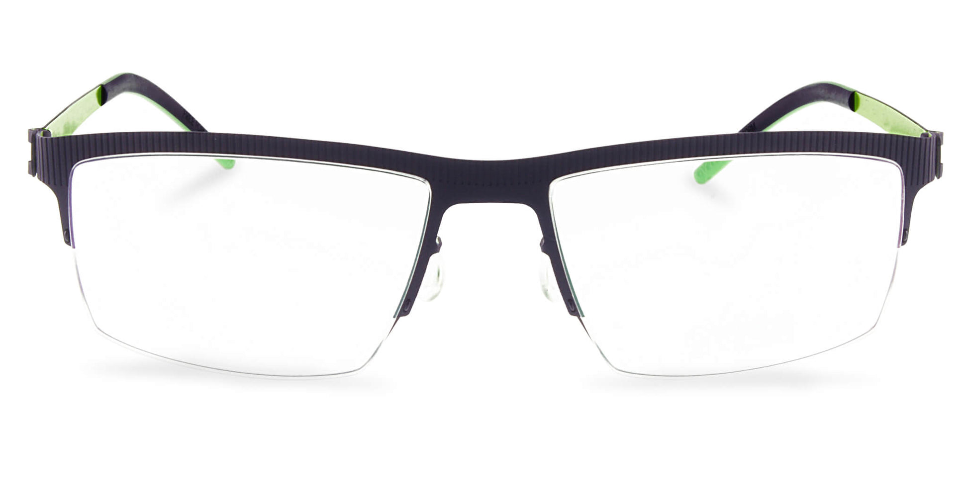 Free Form Eyewear™ FFA932 green titanium half-frame glasses with screwless hinges and feather-light 14g German design for men and women.