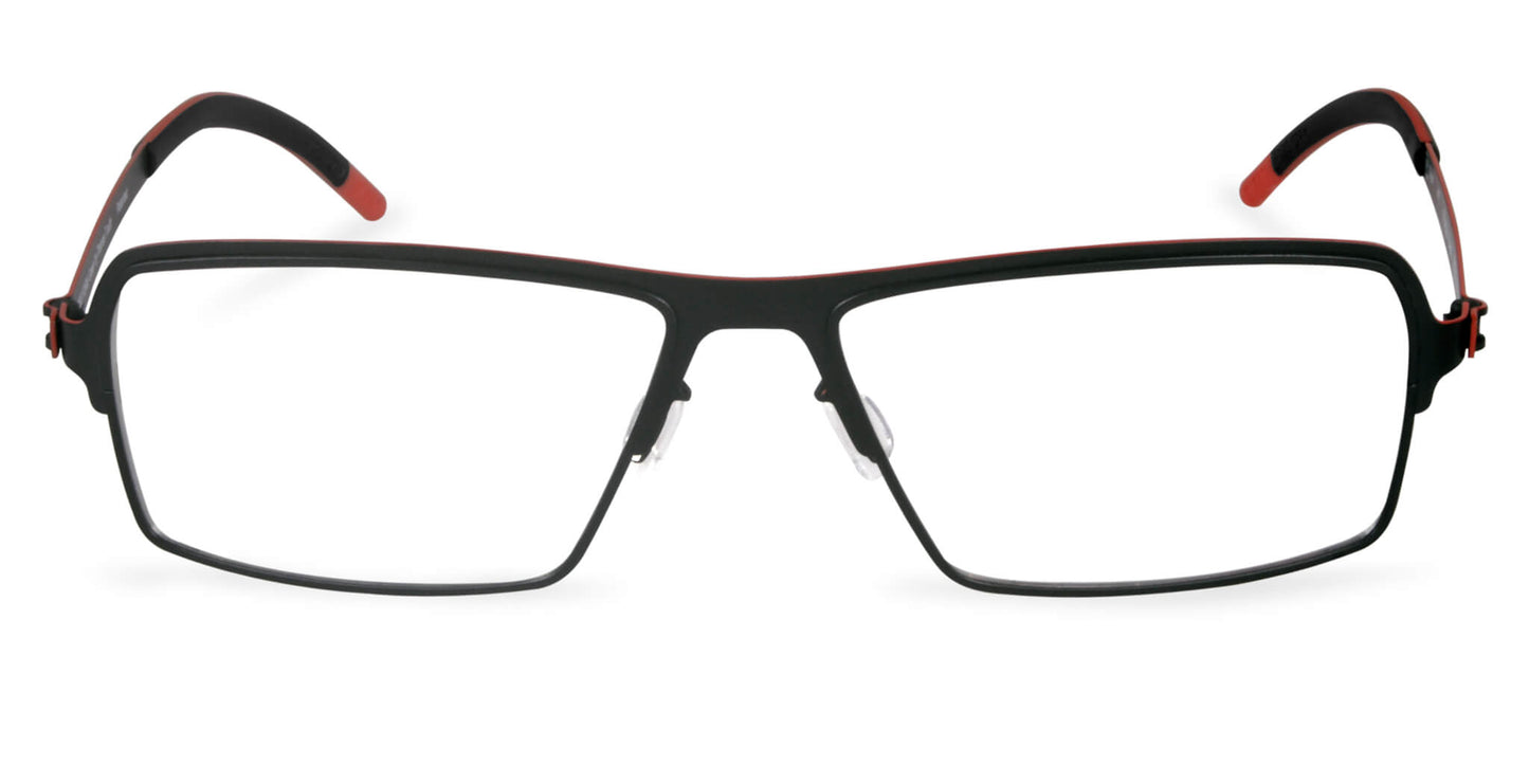 Free Form Eyewear™ Titanium 14g feather-light eyeglasses in black and red full frame, luxury German design for men and women. Lightweight titanium glasses ideal for strong prescriptions and blue light filtering.