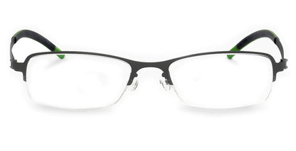 Free Form Eyewear™ Titanium 14g feather-light green half-frame glasses with screwless hinges and luxury German design for men and women. Ideal for blue light protection and strong prescriptions, these lightweight titanium eyeglasses offer all-day comfort and durability.