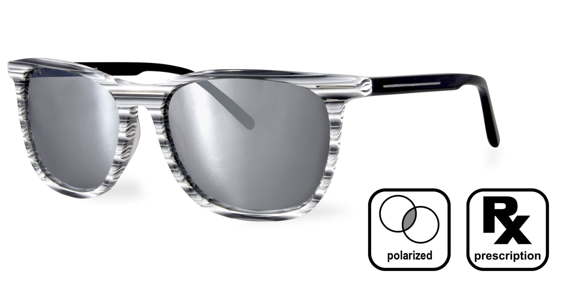 PROGEAR Urban BI-6008 prescription sunglasses in crystal gray frame with silver polarized lenses. Sleek design for modern activewear.