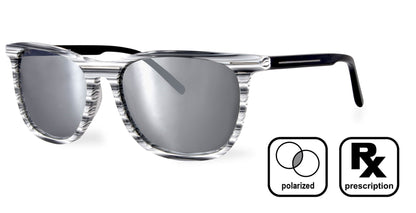 PROGEAR Urban BI-6008 prescription sunglasses in crystal gray frame with silver polarized lenses. Sleek design for modern activewear.