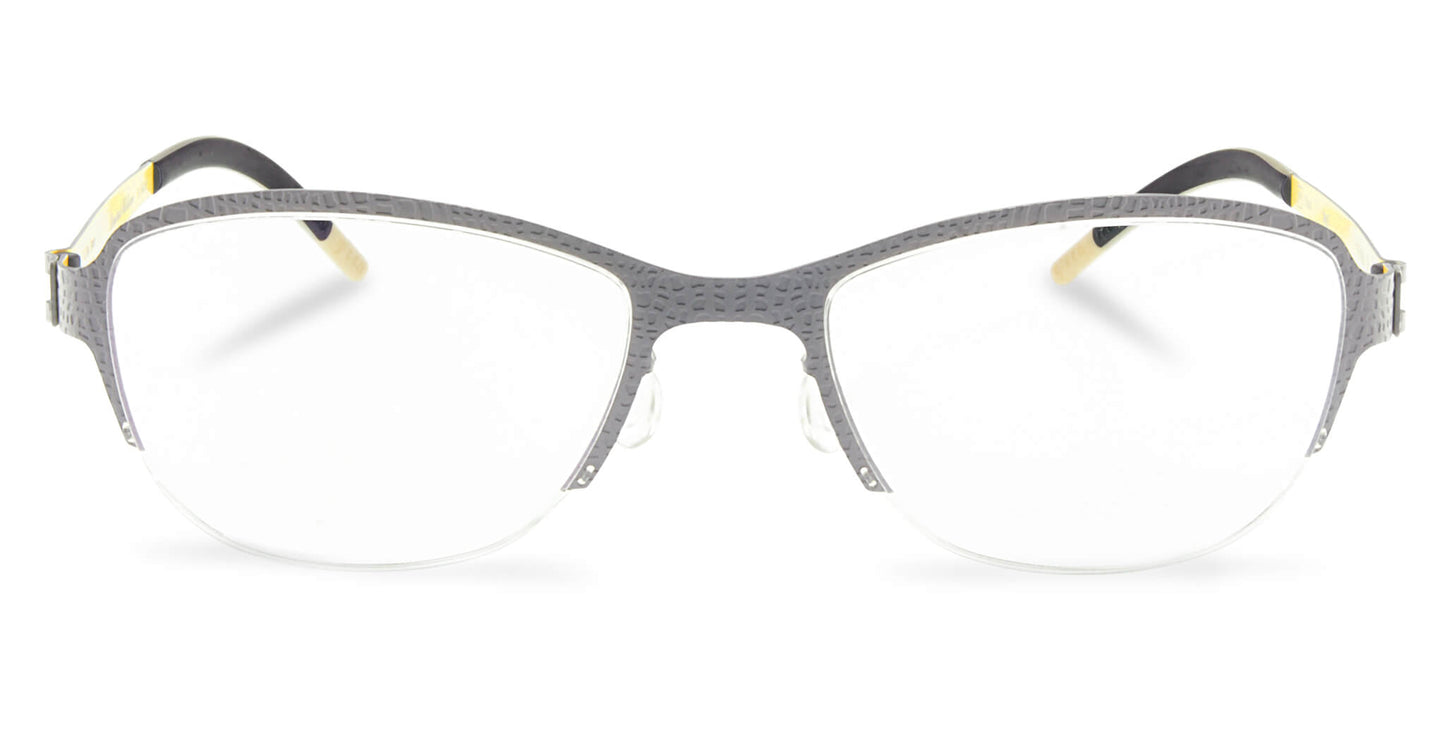 Free Form Eyewear™ Titanium 14g feather-light eyeglasses in green half-frame design with luxury German engineering and screwless hinges for men and women.