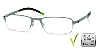 Free Form Eyewear™ FFA904 green half-frame titanium glasses with 14g lightweight German design, ideal for men and women seeking luxury vision care.