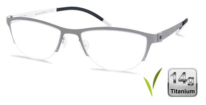 Free Form Eyewear™ Model FFA935 half-frame titanium glasses in green with 14g lightweight German design. Luxury screwless hinge for men and women.