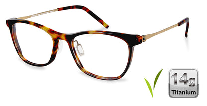 Free Form Eyewear™ FFA993 tortoiseshell full-frame titanium glasses with gold temples, 14g lightweight German design for men and women. Ideal for blue light protection and strong prescriptions.